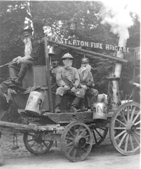 Easterton Fire Brigade - surely a carnival entry./ Can you help us with who the fireman are and when this photo was taken?