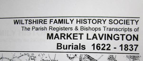 A Burial Register can now be inspected at market Lavington Museum