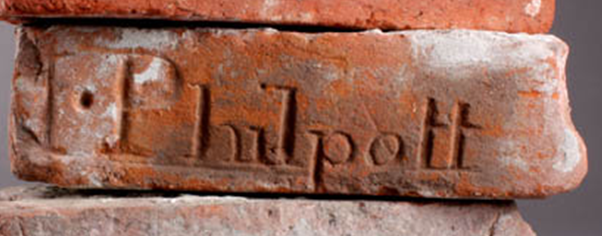 Brick inscribed Philpott at Market Lagvington Museum