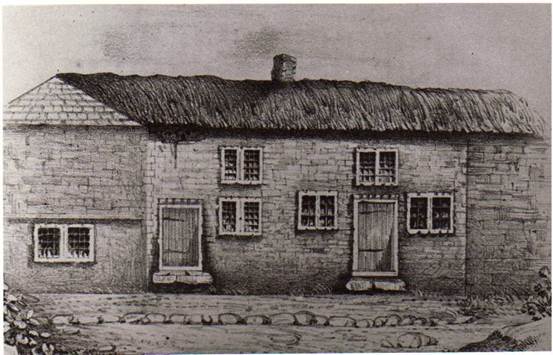 Cottages on Parsonage Lane - a mid 19th century sketch