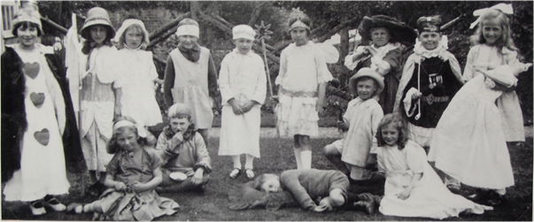 Market Lavington children as nursery rhyme characters in about 1925/26