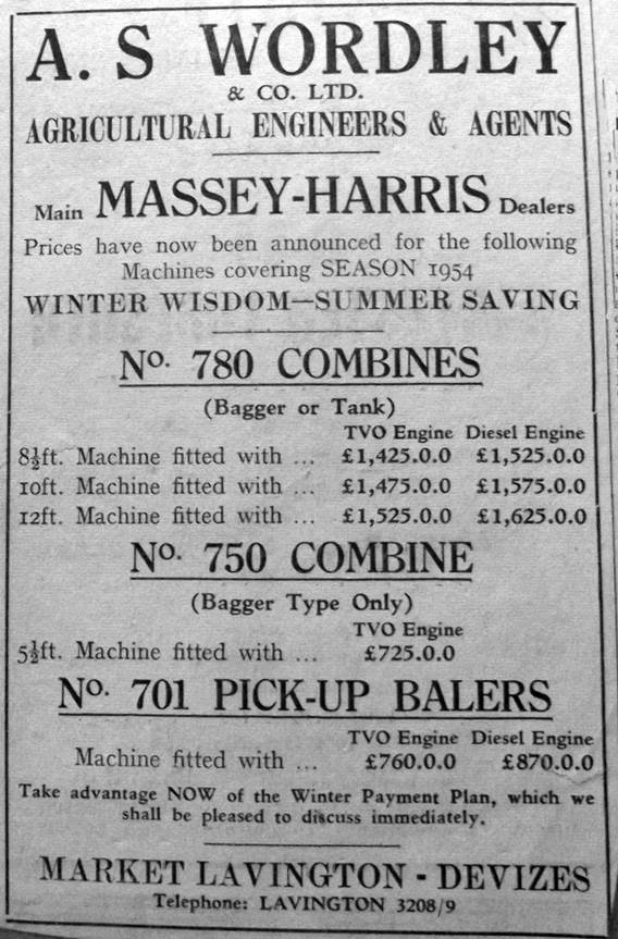 Wordley's of Market Lavington advertise in 1953