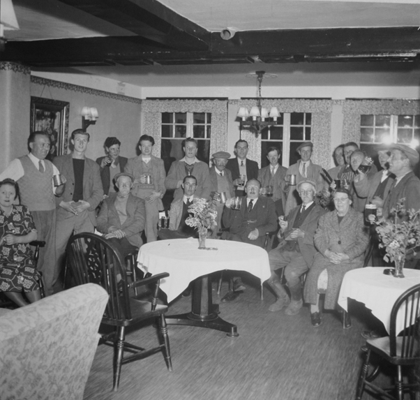 A crowd in the Green Dragon in the 1950s