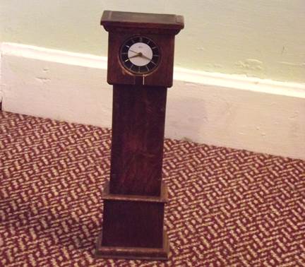 model long case clock at Market Lavington Museum