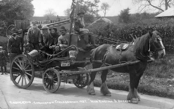 A pretend Easterton Fire Brigade at the celebrations for the Coronation of King George VI