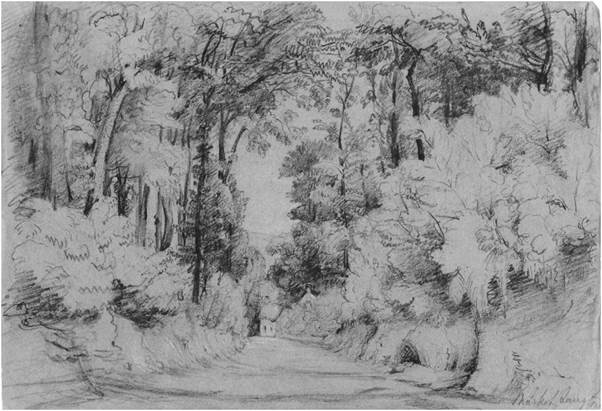 Sketch by Philip Wynell Mayow - believed to be of Parsonage Lane and drawn in about 1837