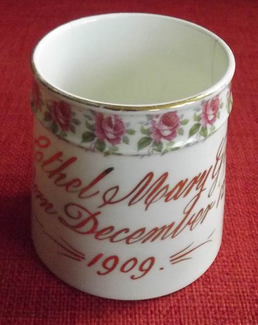 1901 birthday mug for Ethel Mary Gye