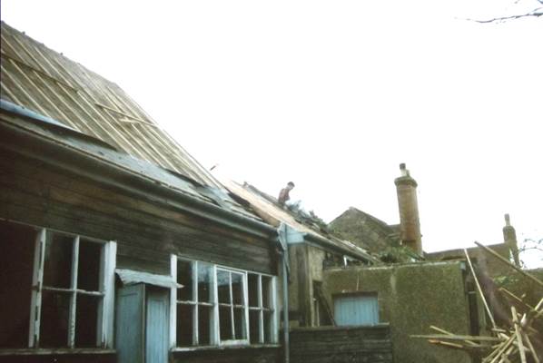 The old Market Lavington Parish Room under demol;ition in April 1996
