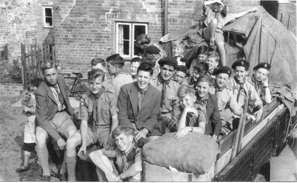 Scouts prepare to go camping in about 1956