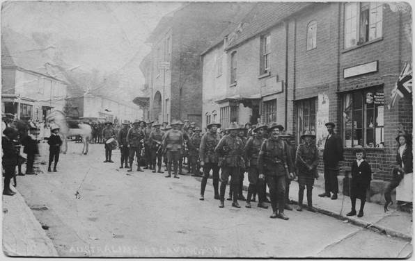 Australian soldiers in Market Lavington in 1916