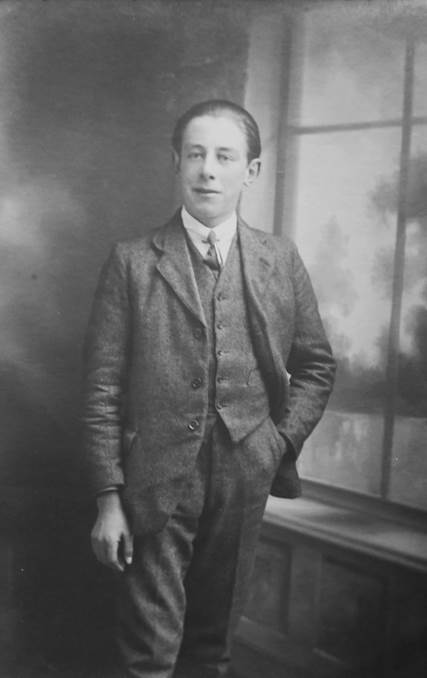 Bill Elisha in about 1918. Bill's father set up his tailoring business in Market Lavington in about 1910.