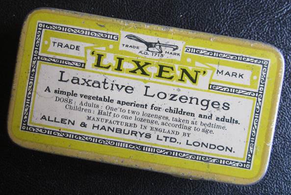 A tin for Lixen Laxative Lozenges at Market Lavington Museum