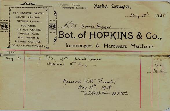 Hopkins Bill - 18th May 1908