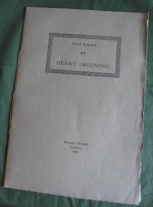 Two poems written by Harry Greening, Headmaster of Lavington School