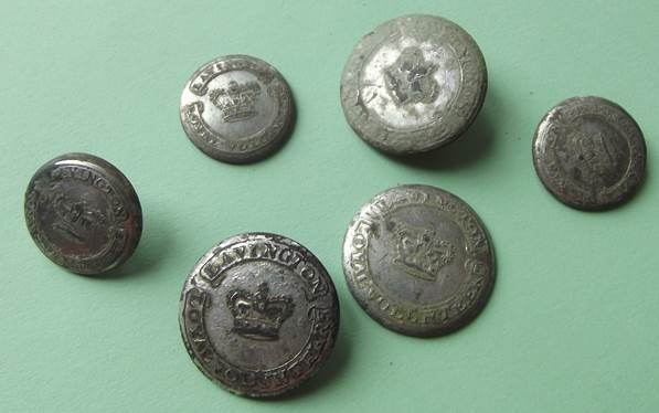 Lavington Loyal Volunteer buttons found in Market Lavington.