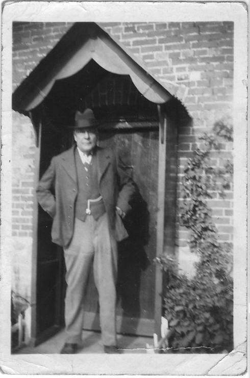 Albert Hiscock, a thatcher by trade, outside Hillside, his cottage on White Street, Market Lavington - probably in the late 1940s