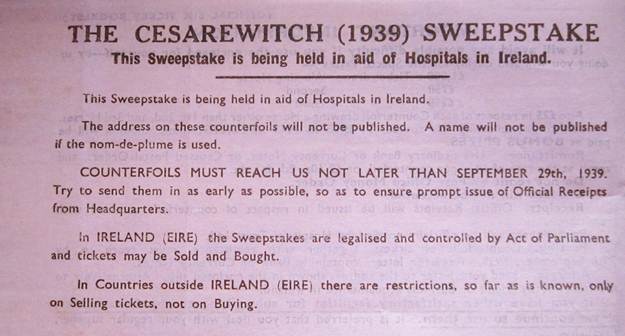 Book of 1939 Cesarewitch Sweepstake tickets at Market Lavington Museum