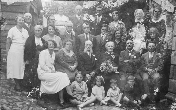 Alfie and Sarah Alexander with friends and relations - possibly 14th August 1936