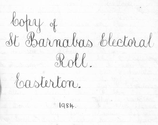 Miss Windo's list of the Easterton parochial electorate in 1984