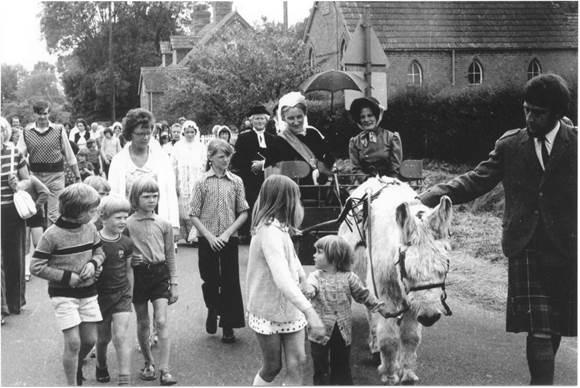 Piony, tap and people at the Easterton Centenary event in 1975