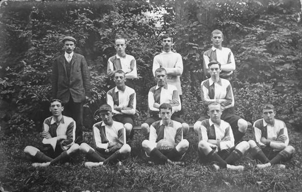 Unknown football team in 1906/7. This postcard is at Market Lavington Museum