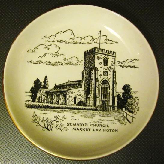 Commemorative dish showing St Mary's Church in Market Lavington