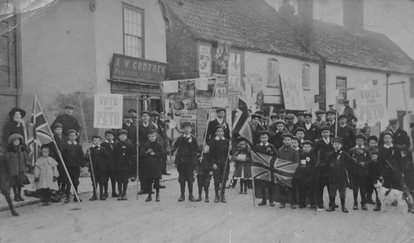 Election parade in support of the Conservative candidate - Market Lavington in 1910