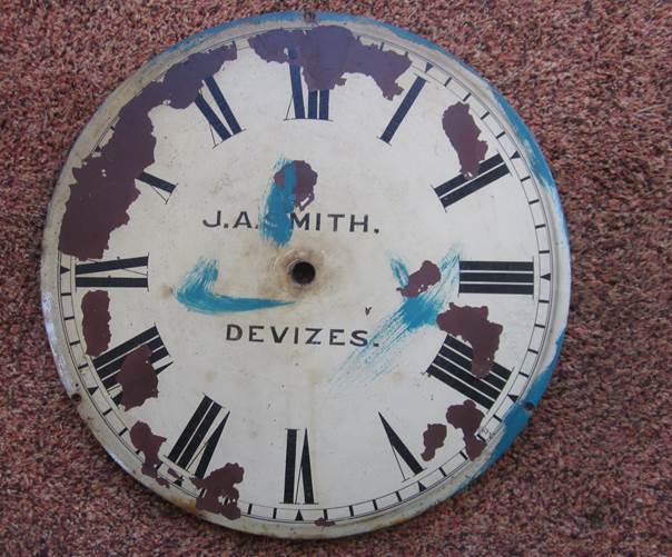 This J A Smith of Devizes clock face was onced the timekeeper in Market Lavington Baptist Chapel