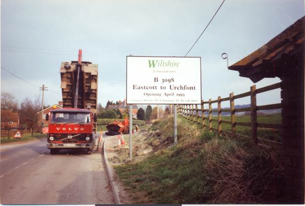 Road widening in progress at Eastcott in 1993