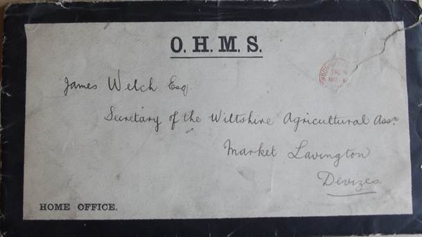 Black bordered envelope received by James Welch of Market Lavington in 1901