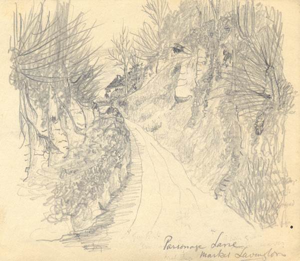 Sketch suggesting Parsonage Lane in market Lavington