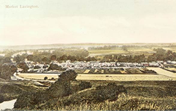 Lavington from the hill - an Edwardian hand coloured postcard