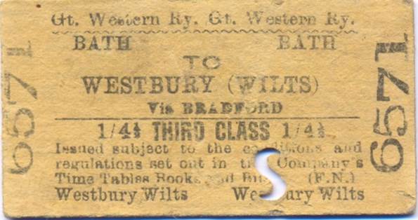 Edmonson style ticket issued by the GWR and now at Market Lavington Museum
