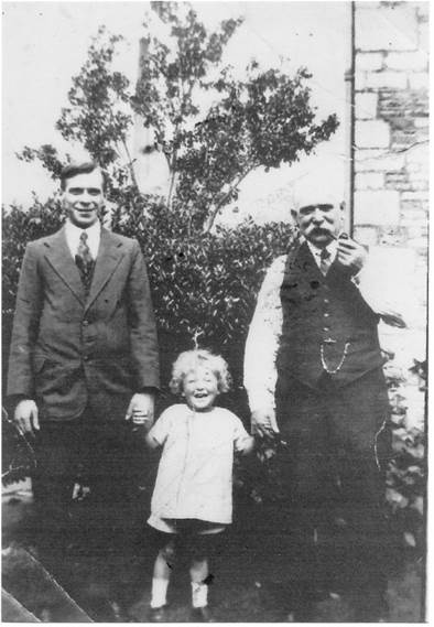 Thomas Merritt with son and grandson. Thomas's father was a Market Lavington Merritt.