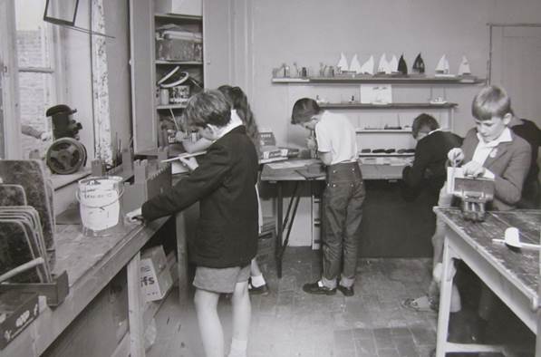 arts and crafts in the old school house in about 1963. This is now the kitchen in the museum.