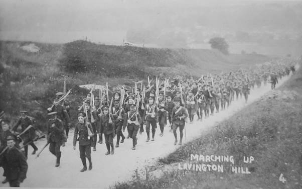 Marching up Lavington Hill in about 1909