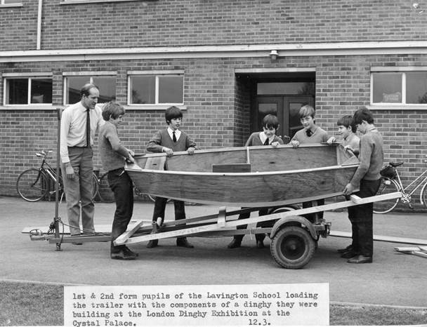 A dinghy built by pupils at Lavington School in about1972