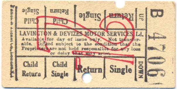 Lavington and Devizes Motor Services bus ticket