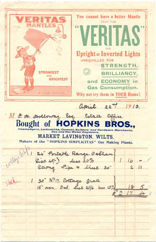A Hopkins of Market Lavington bill of 1913
