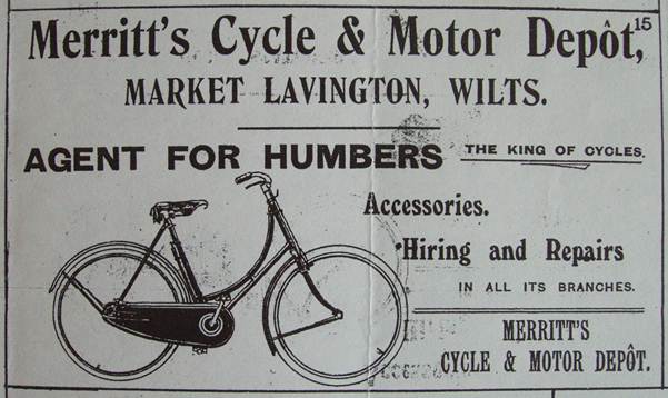 Merritt's of Market Lavington advertise Humbers - The King of Cycles