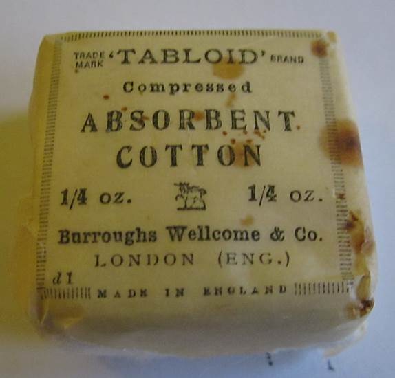 Absorbent Cotton dating from the First Workld War era given to Market Lavington Museum by Rose Crouch