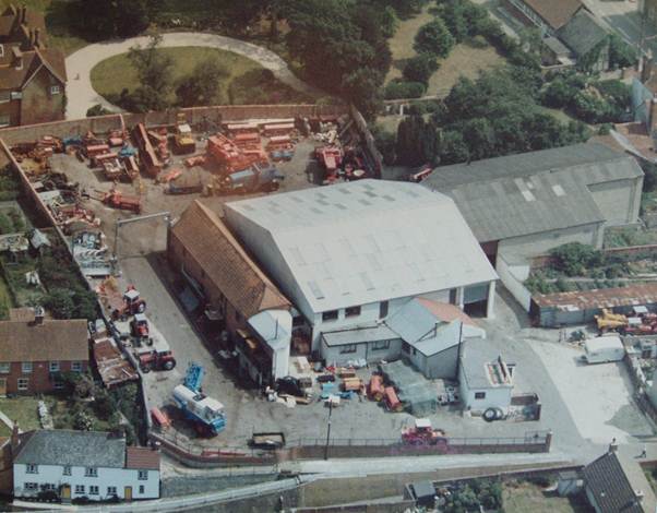 'Wilts Ag', Market Lavington from the air - about 1980