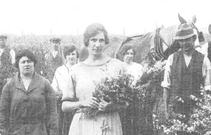 Bertha with bunch of flowers