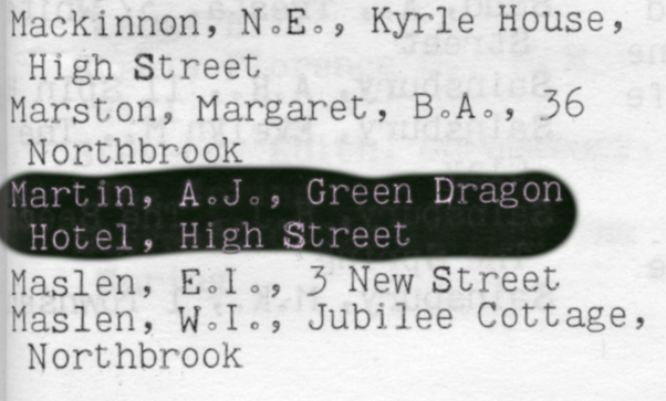 Highlighted entry in the 1966 local directory