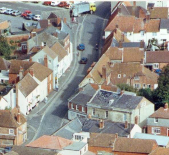 High Street, Market Lavington from the air in 1992