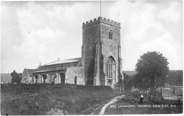 A postcard showing a very similar view of the church