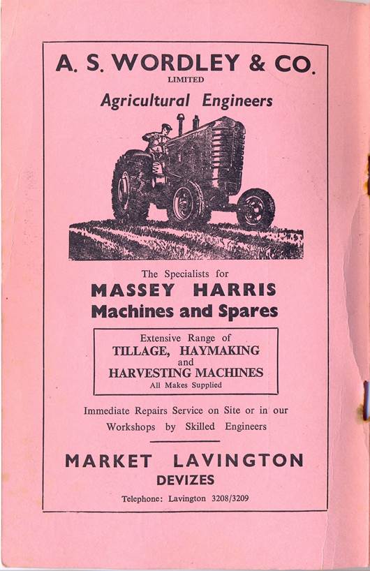 Advert for Wordley and Co of Market Lavington