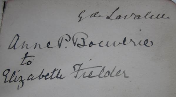 This inscription is the only item we have from the Marquess de Lavalette, former resident at Market Lavington Manor