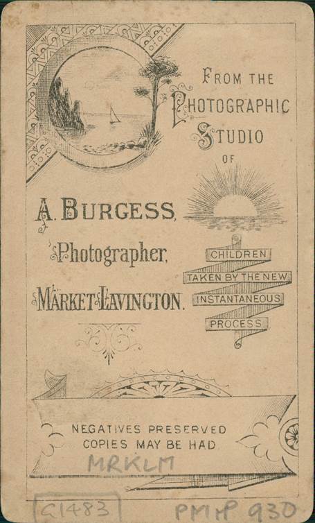 A Burgess carte de visite - the back