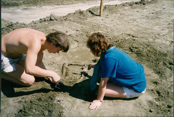 Archaeologists at work at Grove Farm in 1990